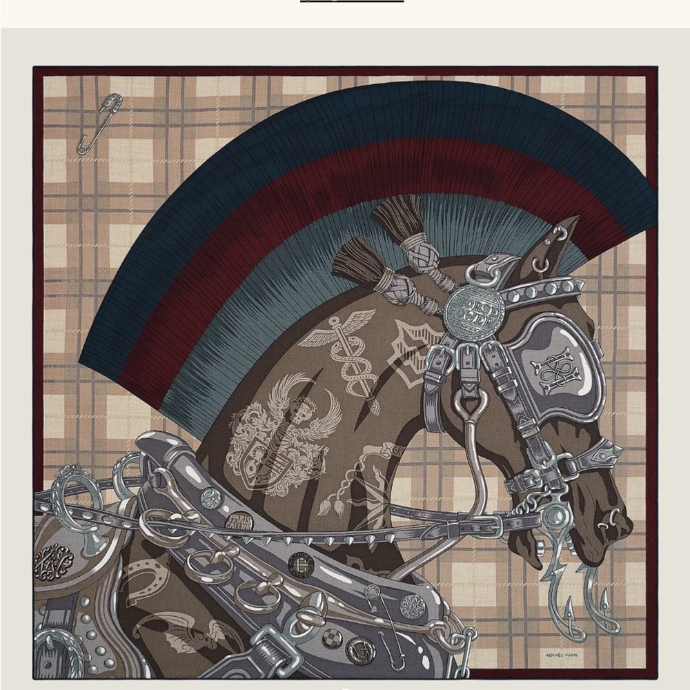 100% Authentic Hermès Cheval Punk 100 Cashmere Silk Scarf Daiske 100cm Carré H